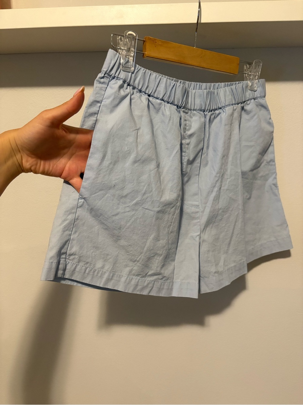 Wilfred Light Blue High-Waist Cotton Shorts